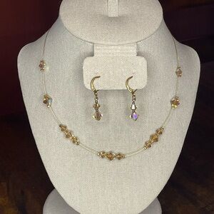 NWOT 2pc Topaz colored stone necklace and earrings set